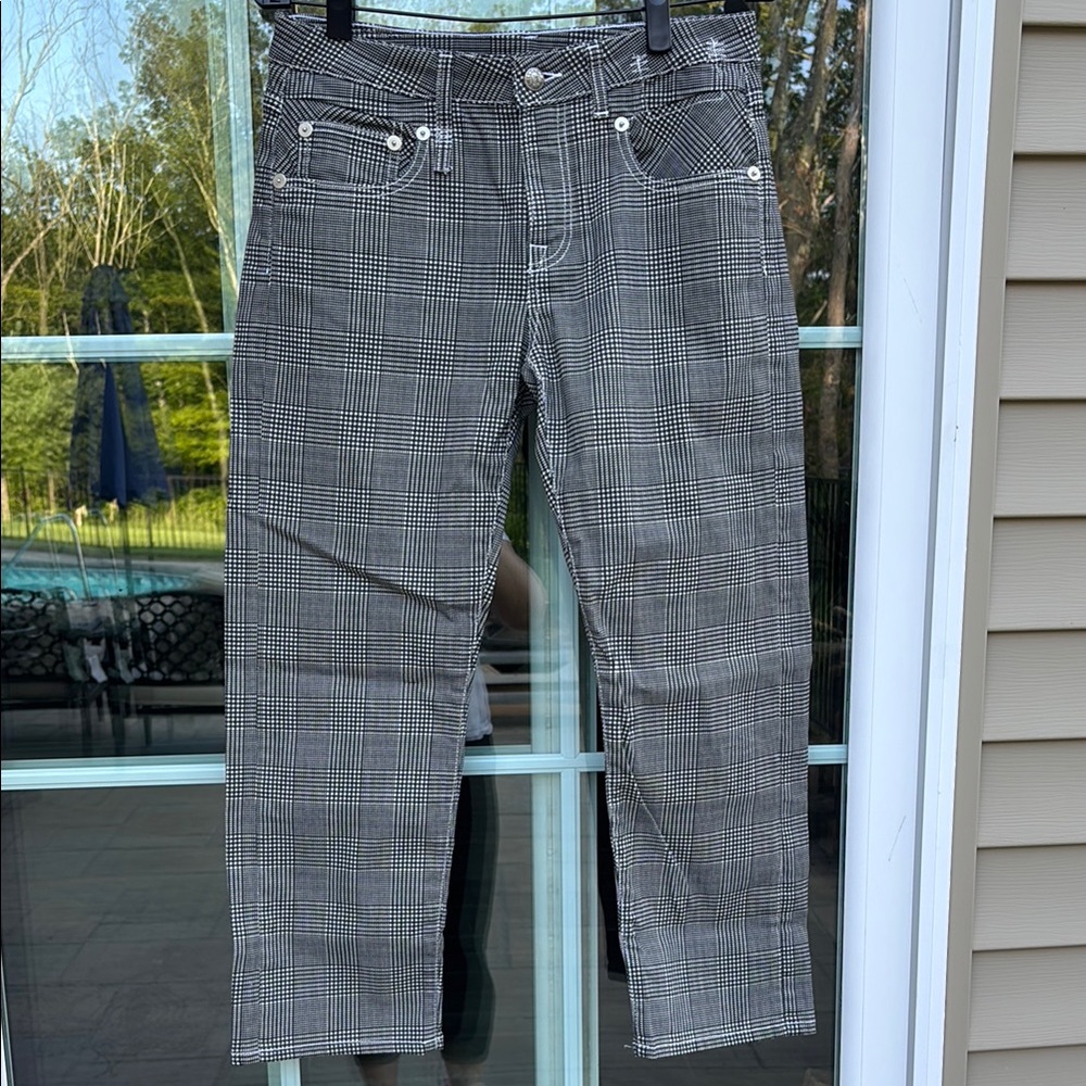 R13 BOY STRAIGHT PRINTED GLEN PLAID WOMAN JEANS